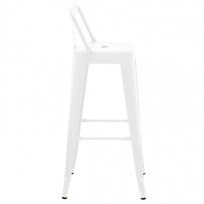 Σκαμπό μπαρ με πλάτη Utopia pakoworld μέταλλο σε λευκή ματ απόχρωση 42x42x97εκ