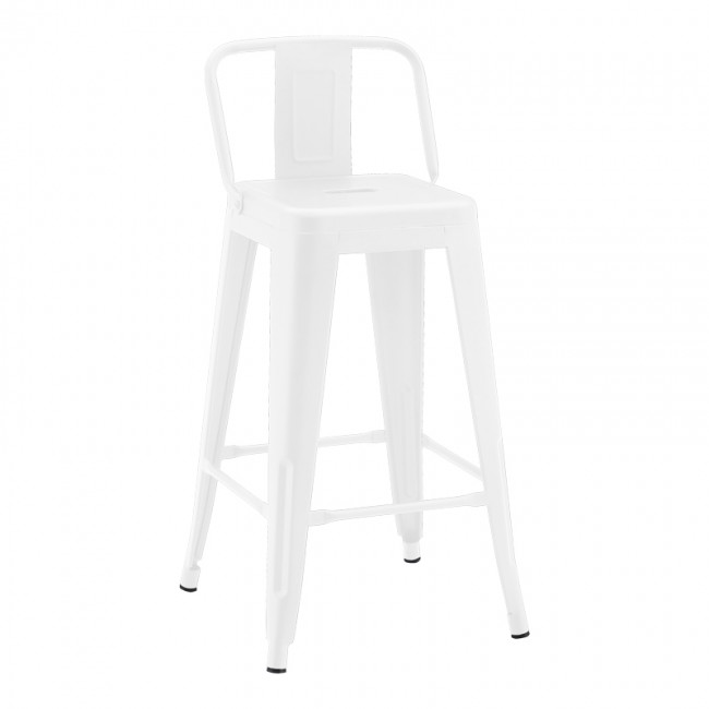 Σκαμπό μπαρ μεσαίου ύψους με πλάτη Utopia pakoworld μέταλλο σε λευκή ματ απόχρωση 42x42x86εκ
