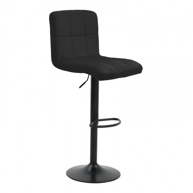 Σκαμπό μπαρ Remina pakoworld πτυσσόμενο μαύρο βελούδο-βάση μαύρο μέταλλο 44x44x112εκ