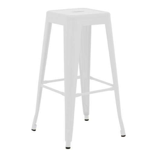 Σκαμπό μπαρ Utopia pakoworld μέταλλο σε λευκή ματ απόχρωση 42x42x76εκ