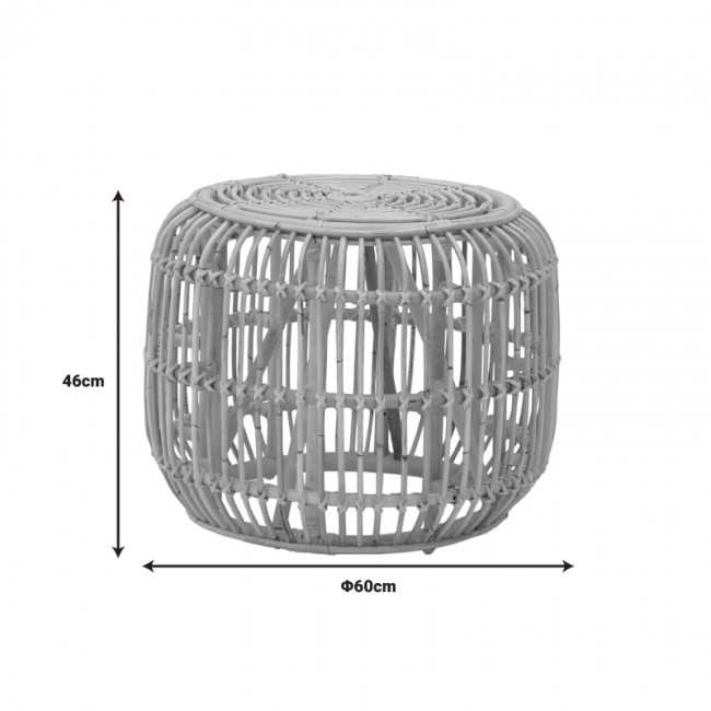Σκαμπό Rajesty pakoworld rattan σε φυσική απόχρωση Φ60x46εκ