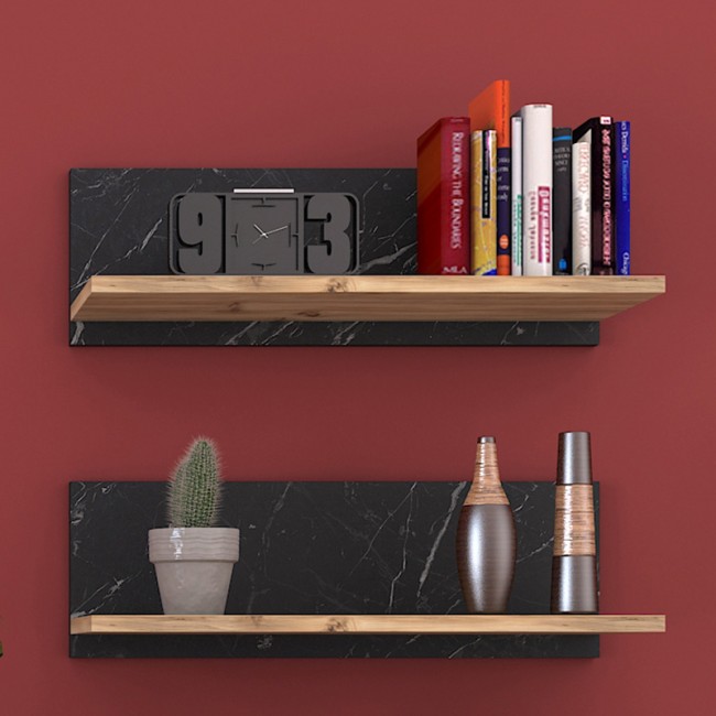 Σύνθετο σαλονιού Kasia pakoworld oak-ανθρακί 180x35x48,5εκ
