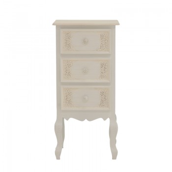 Κομοδίνο Pazlen Inart mdf σε λευκή αντικέ απόχρωση 40x34.5x82εκ