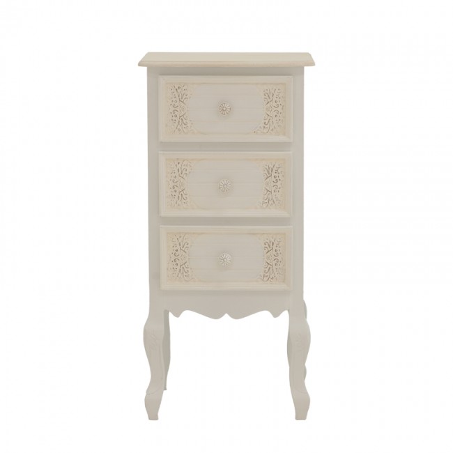 Συρταριέρα Pazlen Inart mdf σε λευκή αντικέ απόχρωση 40x34.5x82εκ