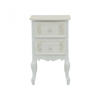 Κομοδίνο Pazlen Inart mdf σε λευκή αντικέ απόχρωση 40x45x65εκ