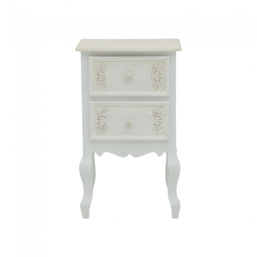 Κομοδίνο Pazlen Inart mdf σε λευκή αντικέ απόχρωση 40x45x65εκ