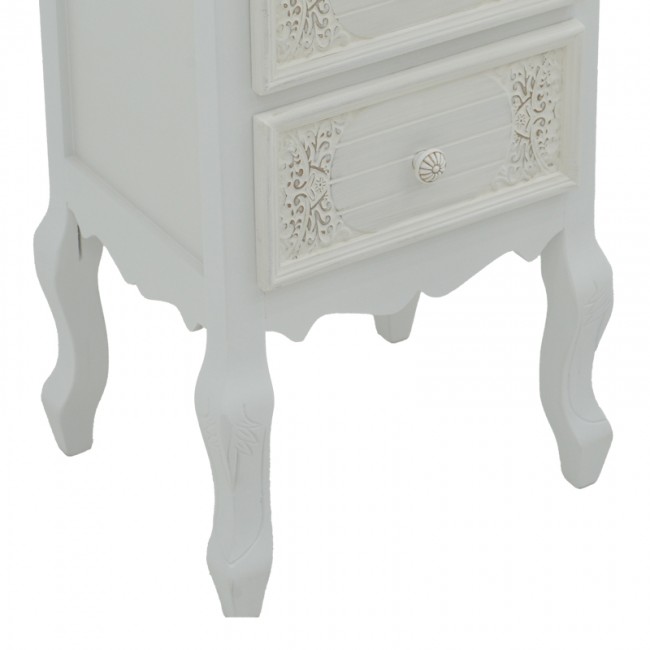 Κομοδίνο Pazlen Inart mdf σε λευκή αντικέ απόχρωση 40x45x65εκ