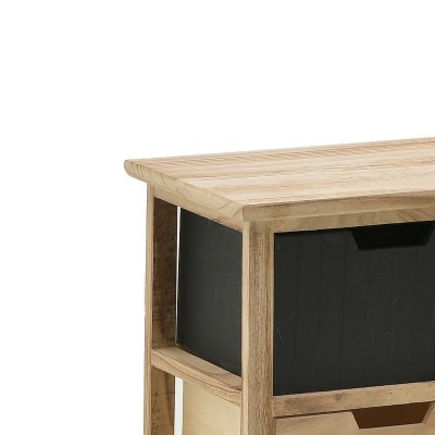Συρταριέρα Tenbo Inart μαύρο-φυσικό ξύλο 34x25x44εκ