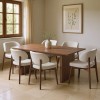 Τραπεζαρία Eleganza-Siena pakoworld σετ 7τεμ mdf σε καρυδί-εκρού απόχρωση 180x99x75.8εκ