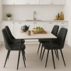 Τραπεζαρία Gustas-Giselle pakoworld σετ 5τεμ λευκό μαρμάρου sintered stone-βελούδο μαύρο 120x60x75εκ