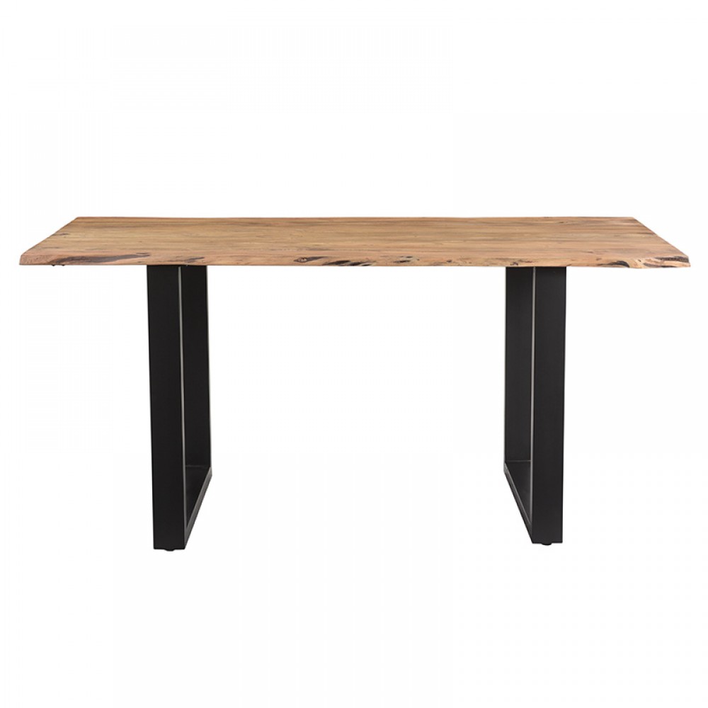 Τραπέζι Slim pakoworld μασίφ ξύλο ακακίας καρυδί-πόδι μαύρο 160x85x75.6εκ