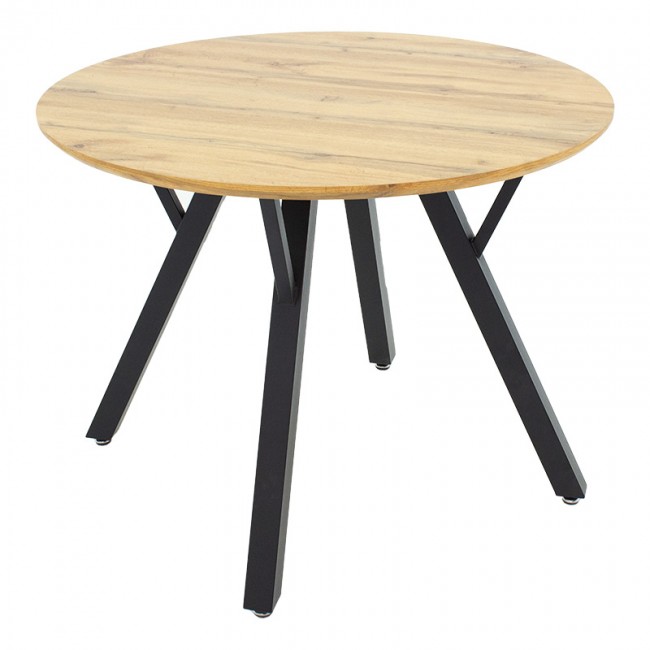 Tραπέζι Annie pakoworld MDF sonoma-μαύρο Φ100x76εκ