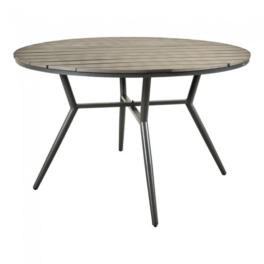 Τραπέζι Appa pakoworld αλουμίνιο και plywood σε ανθρακί απόχρωση Φ120x74εκ
