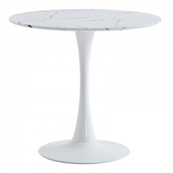 Τραπέζι Balou II pakoworld MDF σε απόχρωση λευκό μαρμάρου Φ80x75εκ