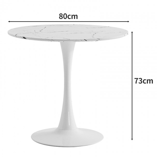 Τραπέζι Balou II pakoworld MDF σε απόχρωση λευκό μαρμάρου Φ80x75εκ