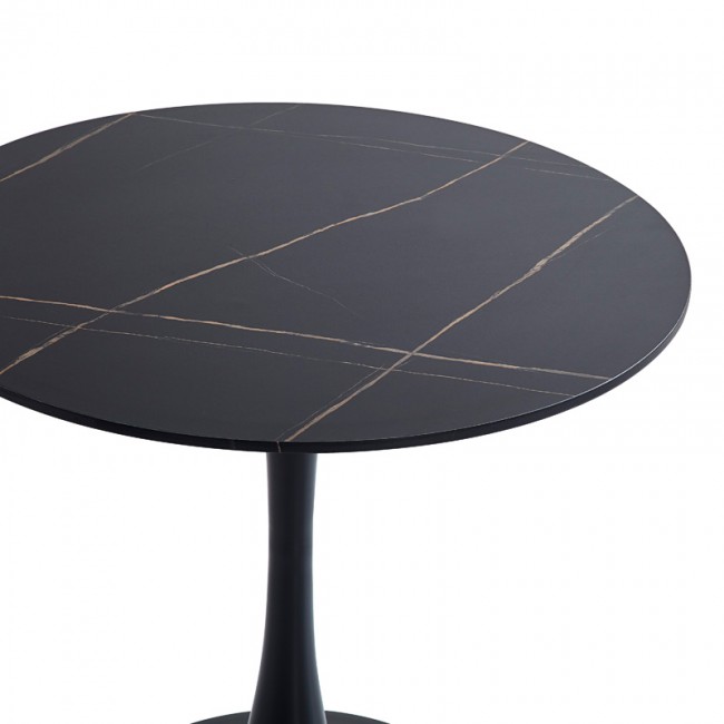 Τραπέζι Balou II pakoworld MDF σε  απόχρωση  μαύρο μαρμάρου Φ80x75εκ