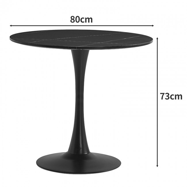 Τραπέζι Balou II pakoworld MDF σε  απόχρωση  μαύρο μαρμάρου Φ80x75εκ