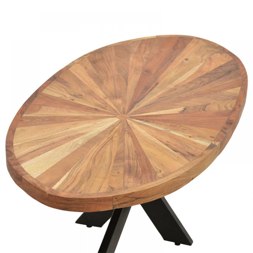 Τραπέζι Fardy pakoworld οβάλ μασίφ ξύλο ακακίας φυσικό-μαύρο-φυσικό 120x60x45εκ