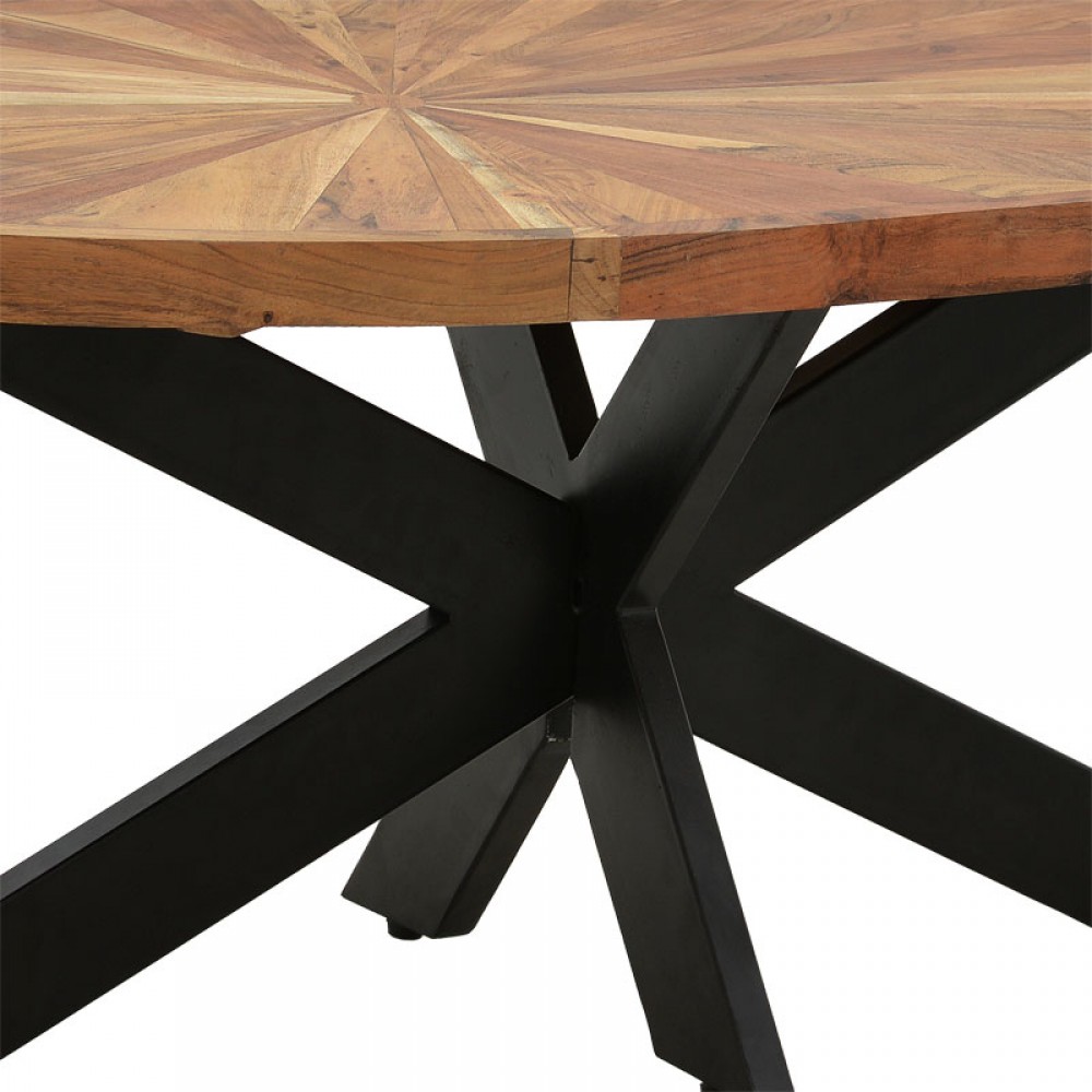 Τραπέζι Fardy pakoworld οβάλ μασίφ ξύλο ακακίας φυσικό-μαύρο-φυσικό 120x60x45εκ