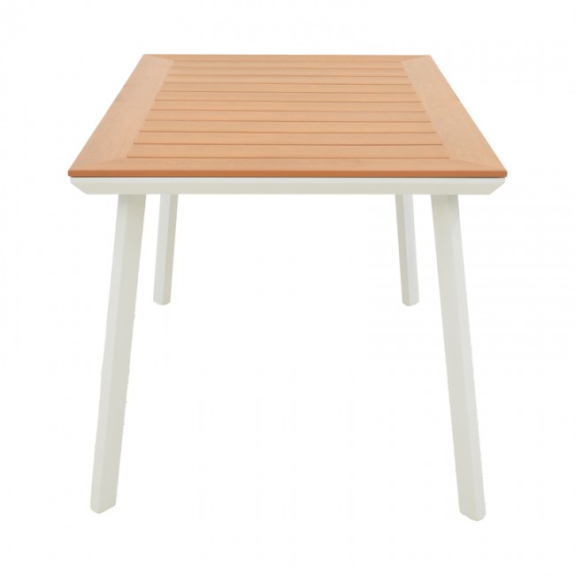 Τραπέζι Griffith pakoworld λευκό αλουμίνιο και plywood σε φυσική απόχρωση 120x80x74εκ