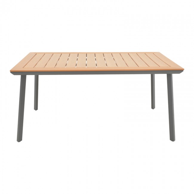 Τραπέζι Griffith pakoworld μαύρο αλουμίνιο και plywood σε φυσική απόχρωση 160x80x74εκ