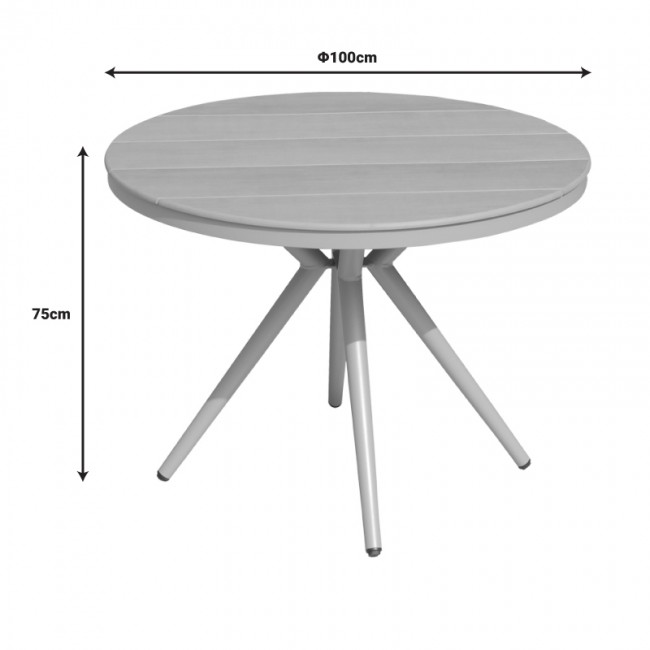 Τραπέζι Hilly pakoworld plywood και αλουμίνιο σε σαμπανιζέ απόχρωση Φ100x75εκ