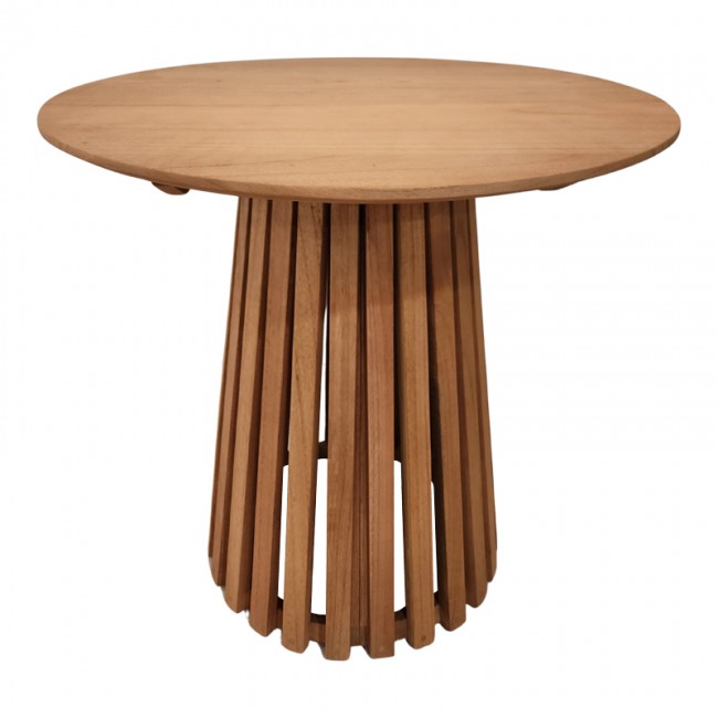 Τραπέζι Kenda I pakoworld mindi ξύλο σε φυσική απόχρωση Φ80x75εκ