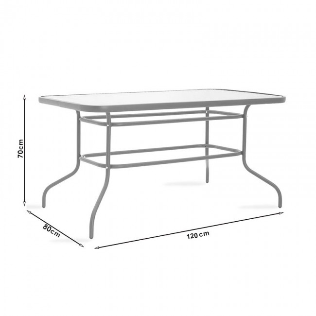 Τραπέζι Ensure pakoworld μέταλλο λευκό-γυαλί 120x70x70εκ