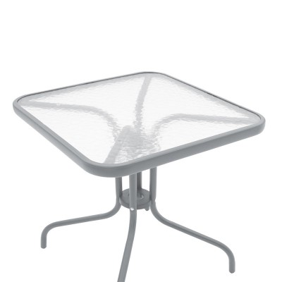 Τραπέζι Watson pakoworld μέταλλο γκρι-γυαλί 80x80x70εκ