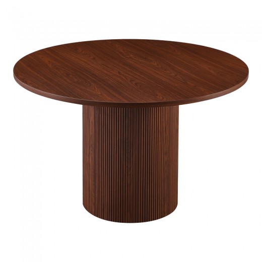 Τραπέζι Mesa pakoworld MDF σε καρυδί απόχρωση Φ120x75εκ