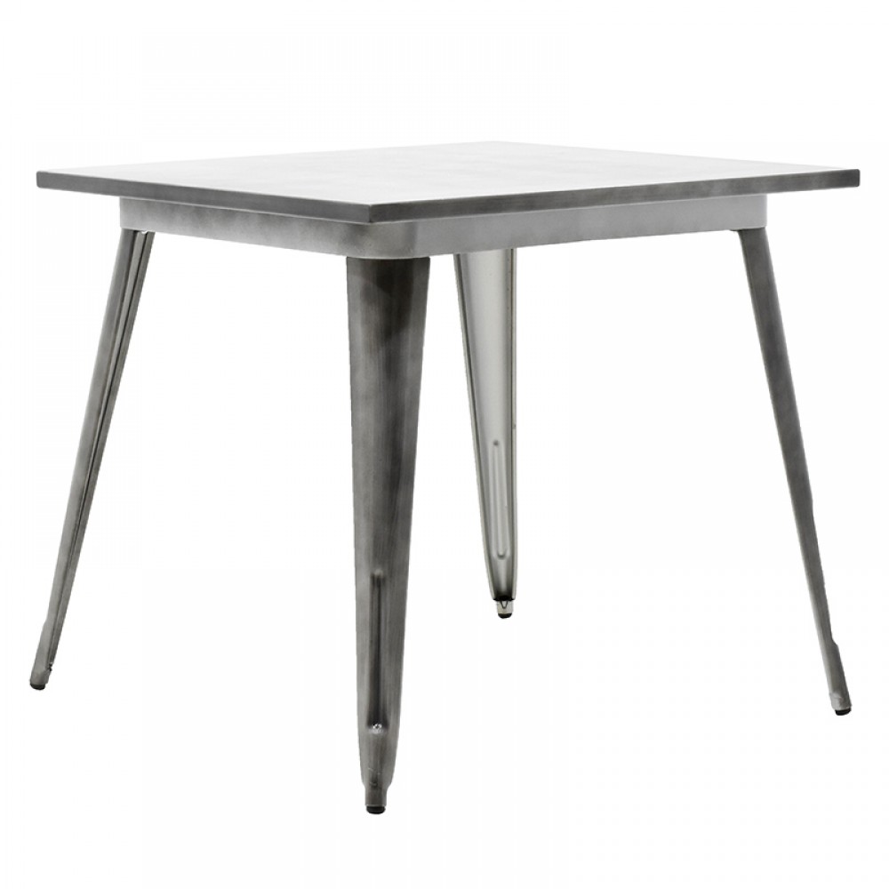 Τραπέζι μεταλλικό Utopia pakoworld χρώμα μαύρο ασημί 80x80x75,5 - 019-000054
