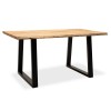 Τραπέζι Miles pakoworld μασίφ ξύλο 4εκ φυσικό-πόδι μαύρο 160x90x79εκ
