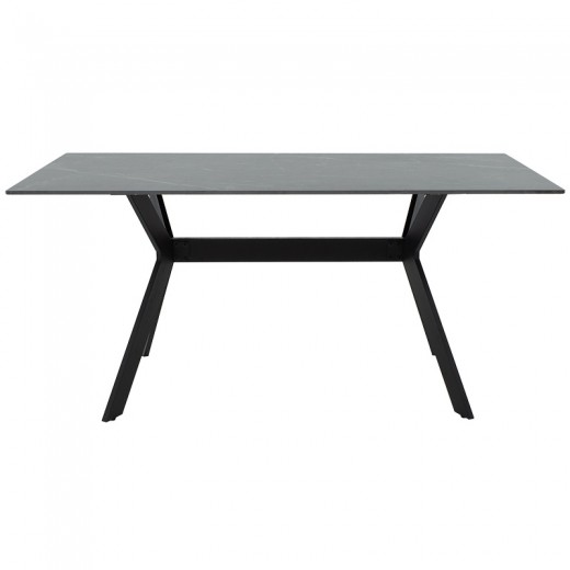 Τραπέζι Olivet pakoworld sintered stone μαύρο μαρμάρου-μαύρο 180x90x75εκ