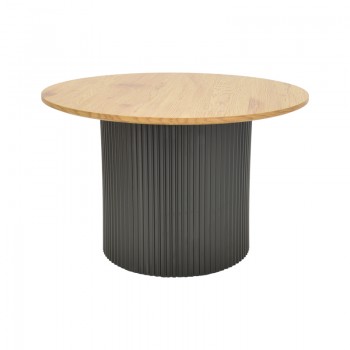 Τραπέζι σαλονιού Dovel pakoworld mdf σε sonoma-μαυρη απόχρωση Φ70x40εκ