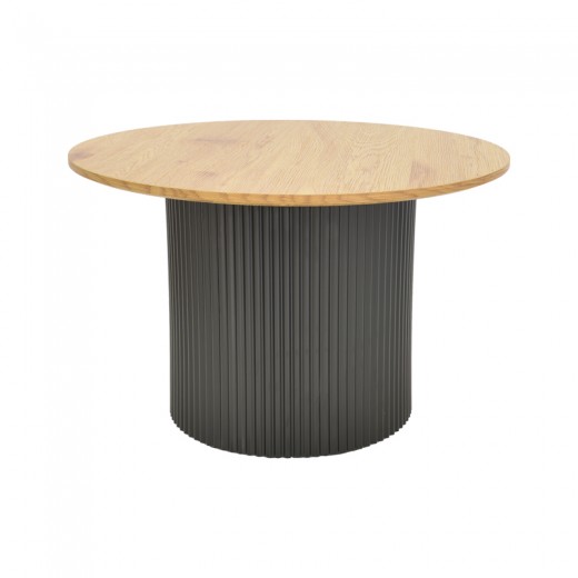 Τραπέζι σαλονιού Dovel pakoworld mdf σε sonoma-μαυρη απόχρωση Φ70x40εκ