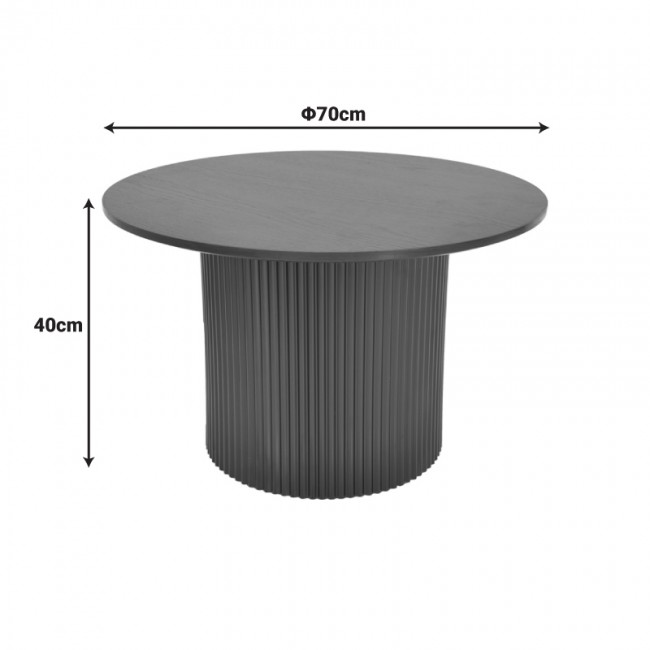 Τραπέζι σαλονιού Dovel pakoworld mdf σε sonoma-μαυρη απόχρωση Φ70x40εκ