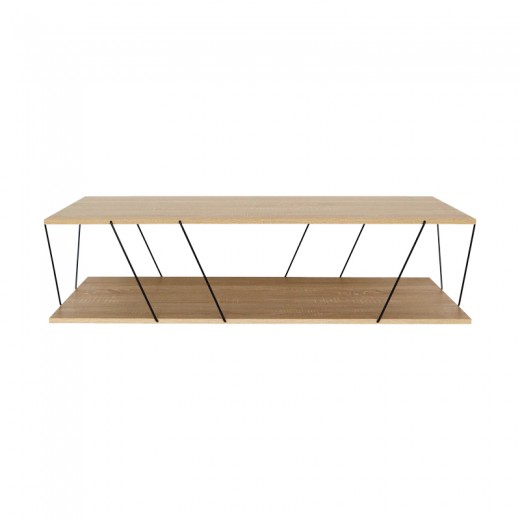 Tραπέζι σαλονιού Tars pakoworld οακ-μαύρο 120x48x30εκ