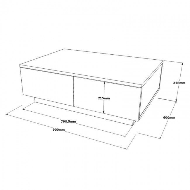 Τραπέζι σαλονιού Thunder pakoworld sonoma-λευκό 90x60x31.5εκ