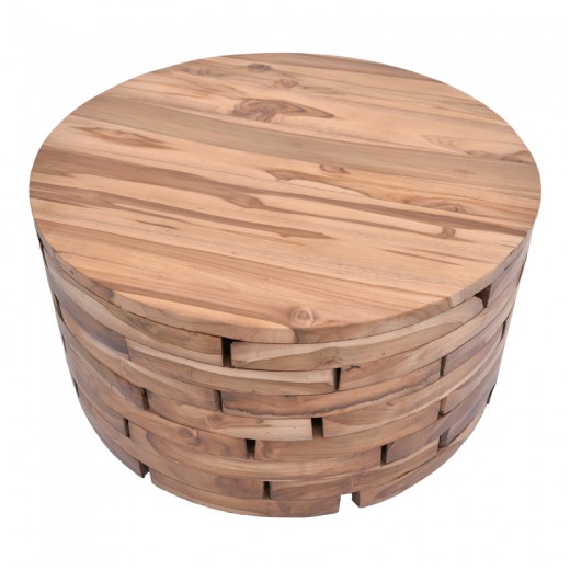 Τραπέζι σαλονιού Wozy Inart φυσικό ξύλο teak Φ90x45εκ