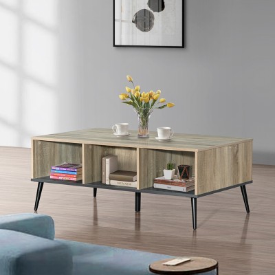 Τραπέζι σαλονιού Zezan pakoworld σε sonoma-ανθρακί απόχρωση 121x60x44.5εκ