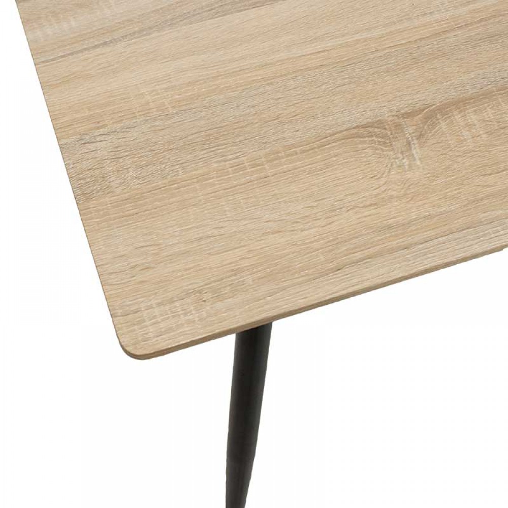 Τραπέζι Sol pakoworld με επιφάνεια MDF χρώμα sonoma-πόδι μεταλλικό μαύρο 130x80x75,5εκ
