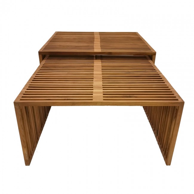 Τραπέζι Tinnie I pakoworld σετ 2τεμ teak ξύλο σε φυσική απόχρωση