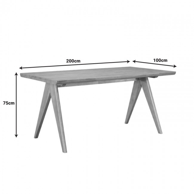 Τραπέζι Winslow pakoworld ξύλο rubberwood σε ανοιχτό καρυδί χρώμα 200x100x75εκ