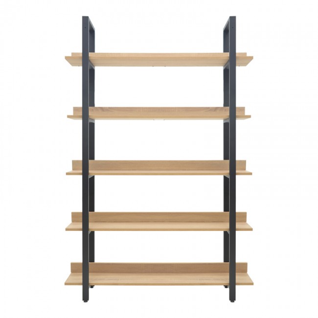 Βιβλιοθήκη Almond pakoworld σε oak-μαύρη απόχρωση 120x29x185εκ