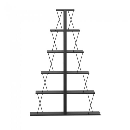 Βιβλιοθήκη mini Tars pakoworld ανθρακί-μαύρο 130x22x146εκ