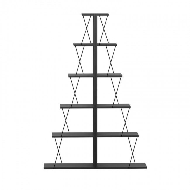 Βιβλιοθήκη mini Tars pakoworld ανθρακί-μαύρο 130x22x146εκ