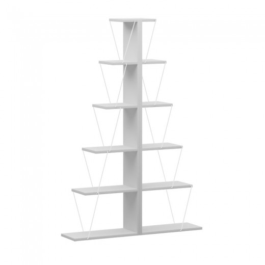Βιβλιοθήκη mini Tars pakoworld λευκό 130x22x146εκ