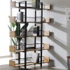 Βιβλιοθήκη Musha pakoworld μέταλλο μαύρο με oak απόχρωση 120x22x185εκ