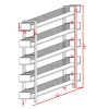 Βιβλιοθήκη Musha pakoworld μέταλλο μαύρο με oak απόχρωση 120x22x185εκ