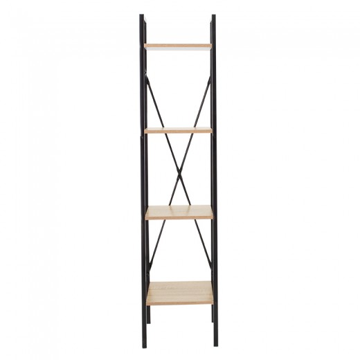 Βιβλιοθήκη Ramon pakoworld φυσικό-μαύρο 34x32,5x148εκ
